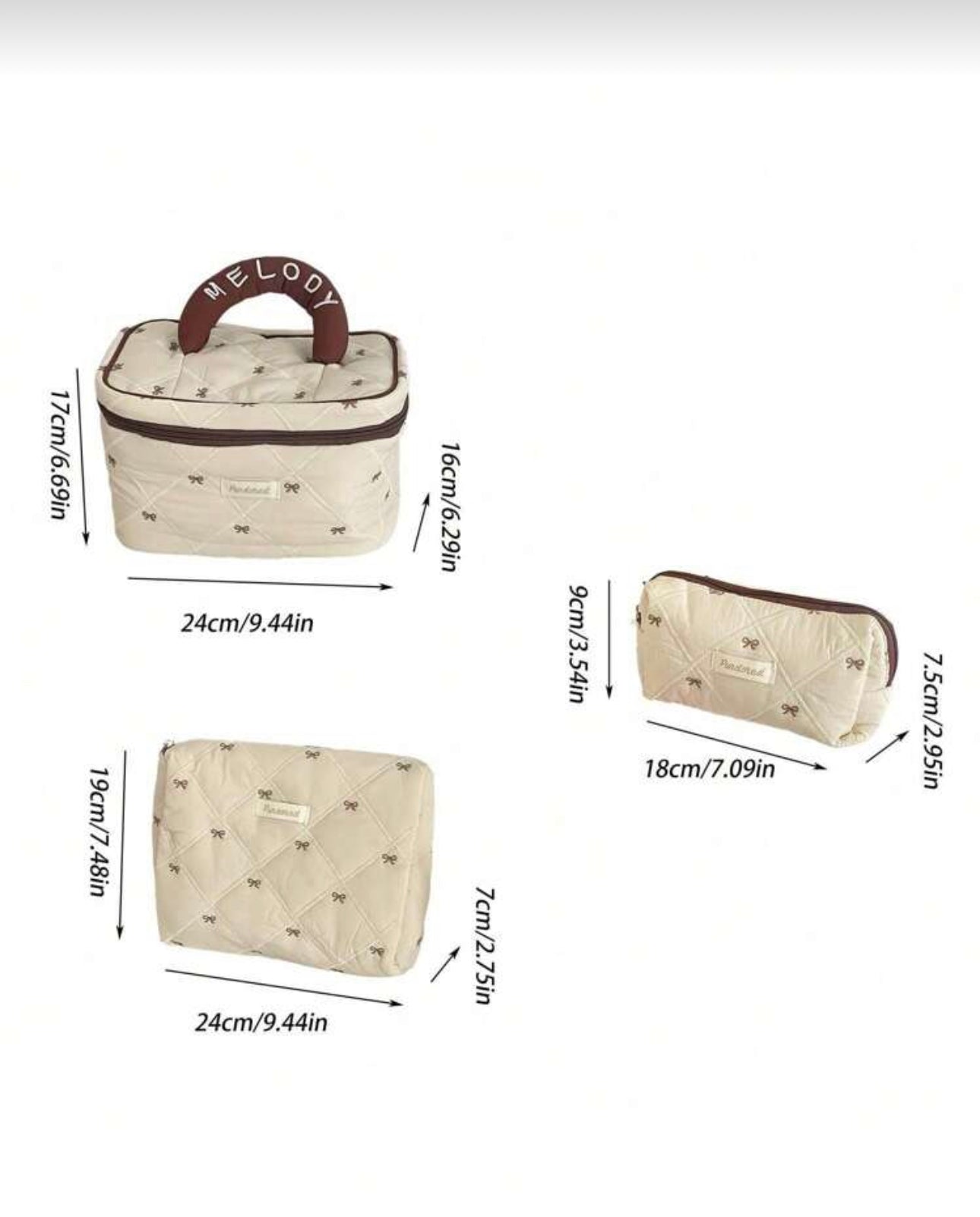 Coffee Bowknot Cosmetic Bag