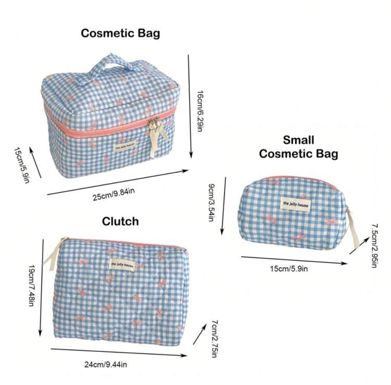 Plaid Bowknot Makeup Bag