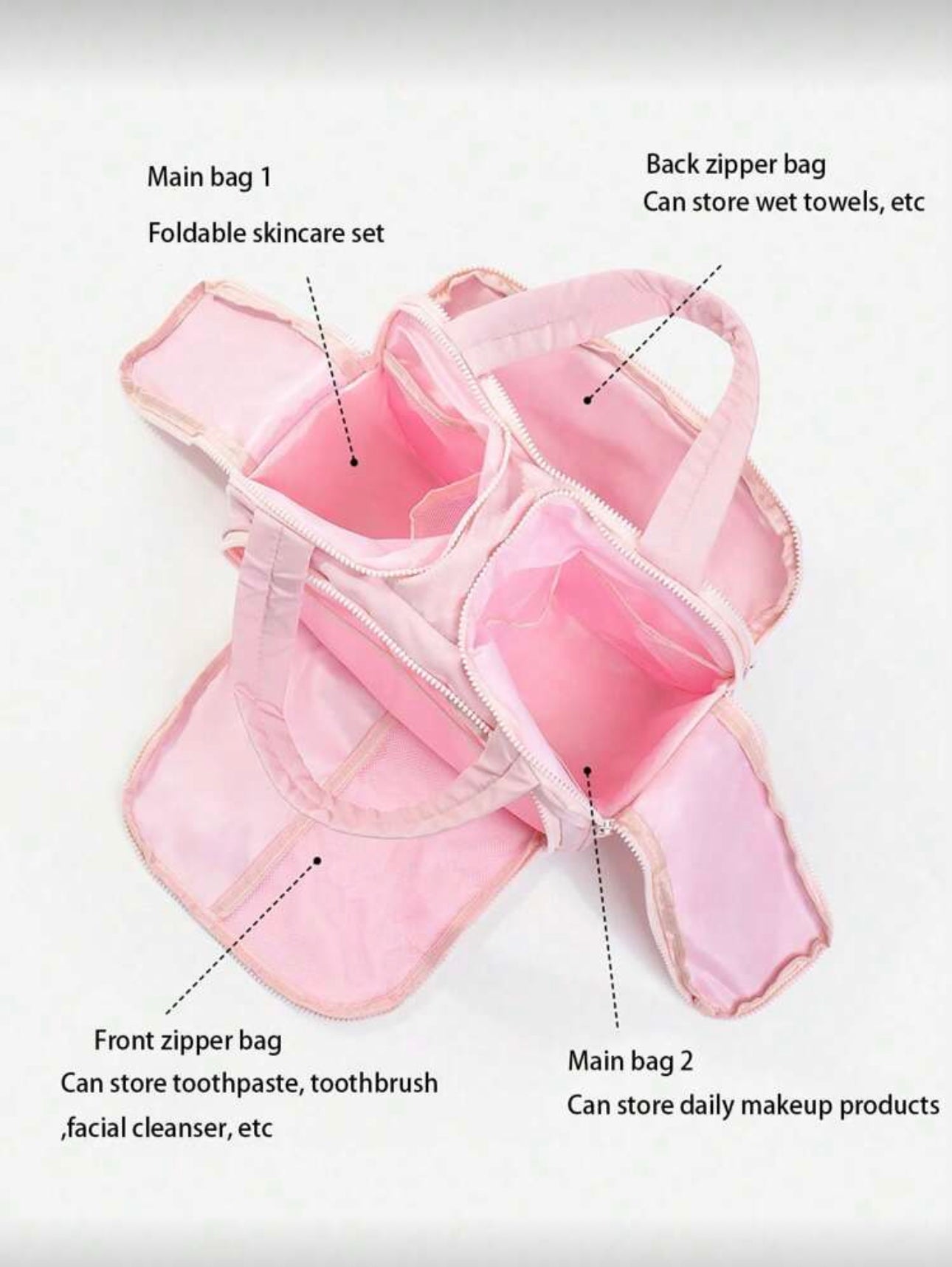 Dual Wide Opening Large Capacity Fluffy Makeup Bag Multifunctional