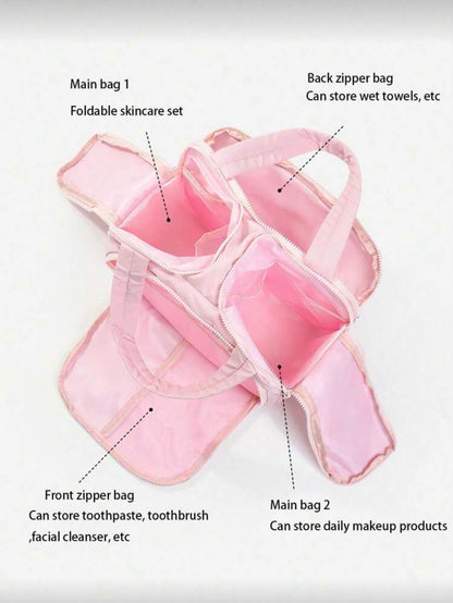 Dual Wide Opening Large Capacity Fluffy Makeup Bag Multifunctional