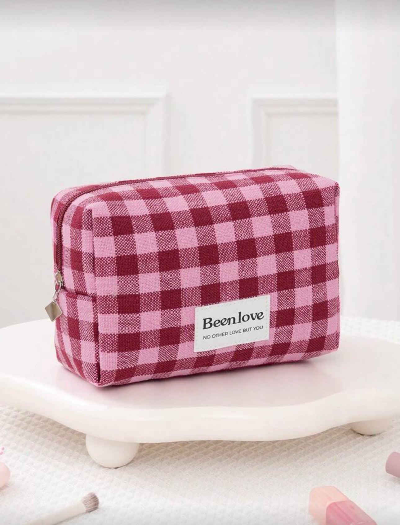 Y2K Vintage Foam Checkered Cosmetic Bag
