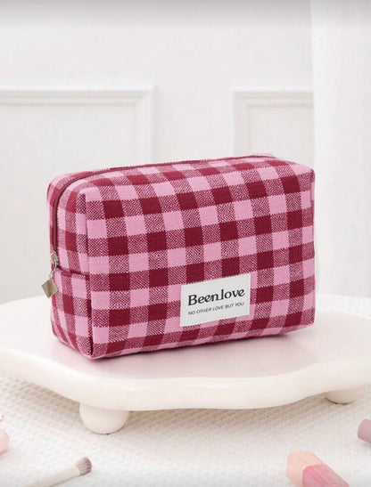 Y2K Vintage Foam Checkered Cosmetic Bag