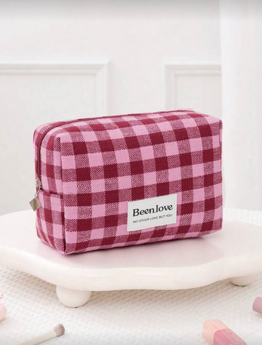 Y2K Vintage Foam Checkered Cosmetic Bag