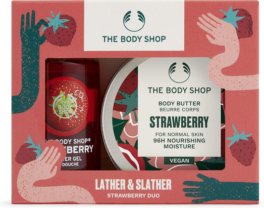 The Body Shop Lather & Slather Strawberry Duo Body Care Gift Set, for Normal Skin