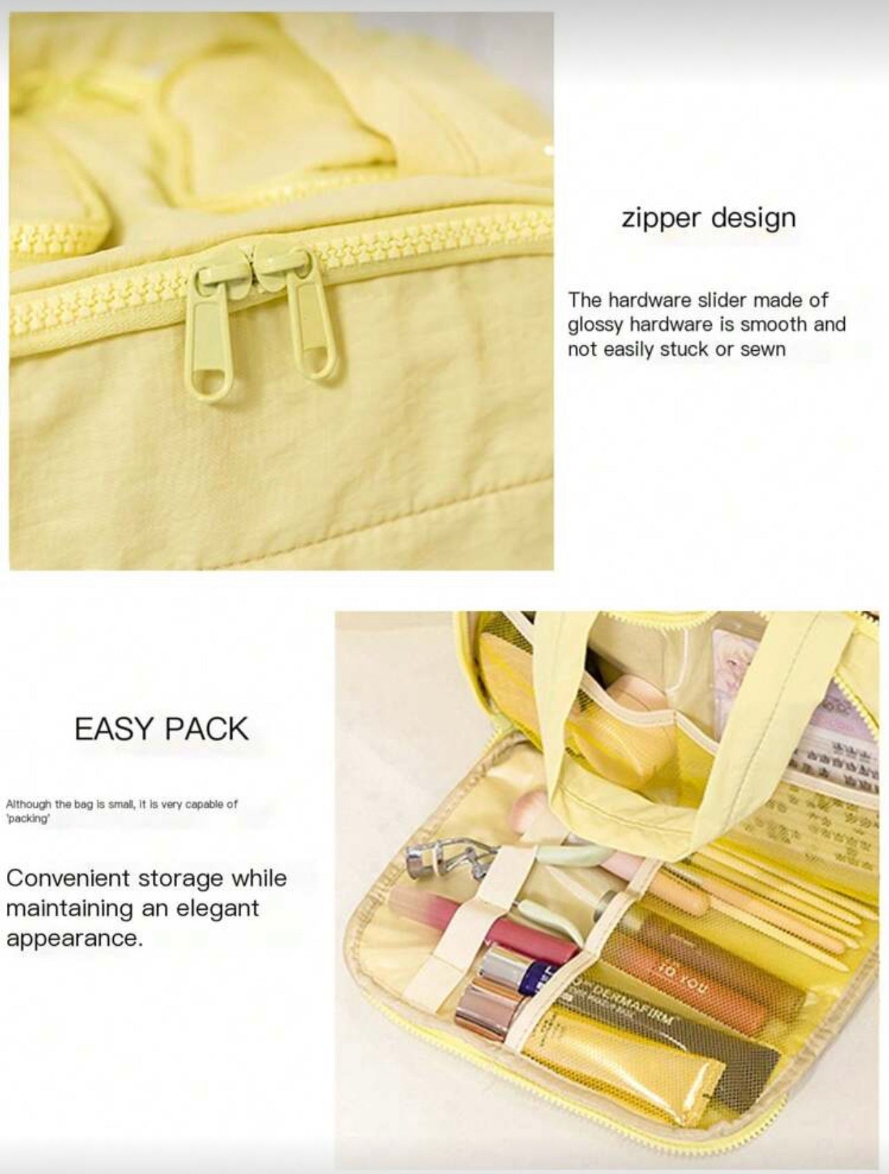 Dual Wide Opening Large Capacity Fluffy Makeup Bag Multifunctional