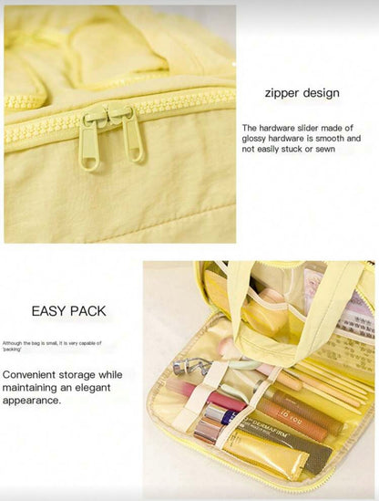 Dual Wide Opening Large Capacity Fluffy Makeup Bag Multifunctional