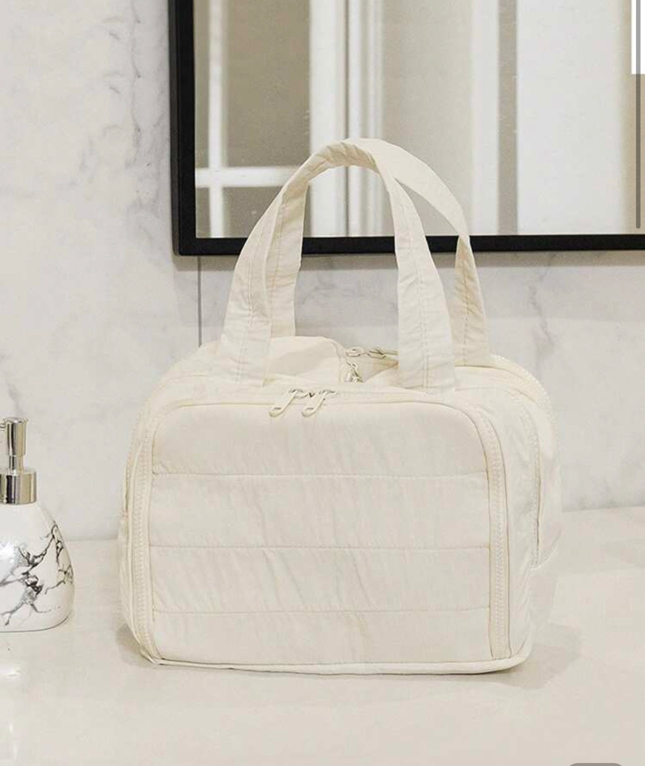 Dual Wide Opening Large Capacity Fluffy Makeup Bag Multifunctional