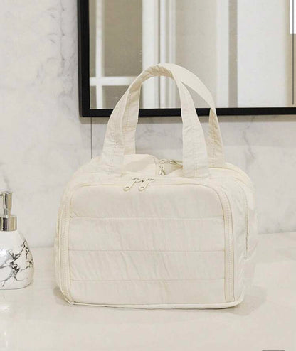Dual Wide Opening Large Capacity Fluffy Makeup Bag Multifunctional