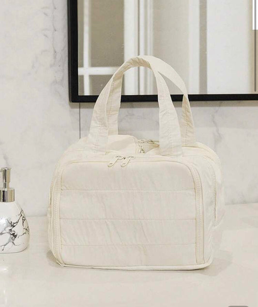 Dual Wide Opening Large Capacity Fluffy Makeup Bag Multifunctional