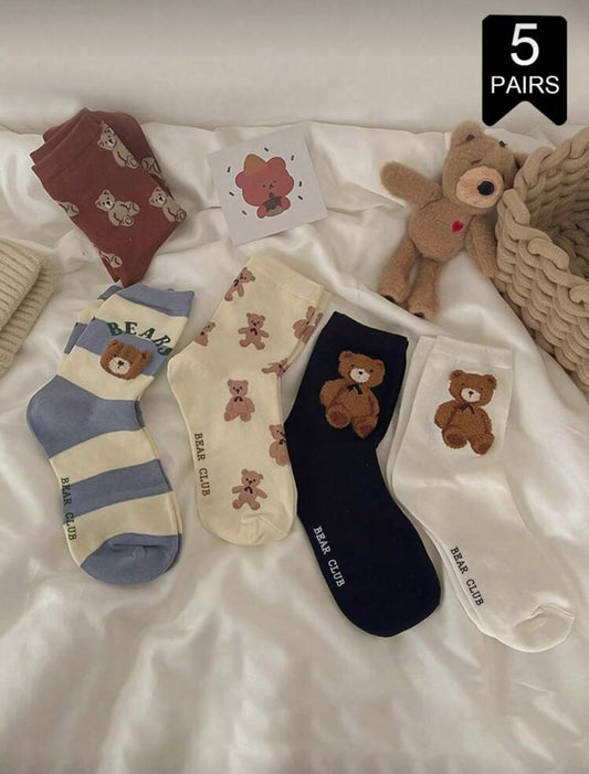 Women's Bear Pattern Mid-Calf Socks