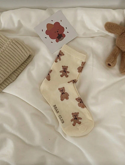 Women's Bear Pattern Mid-Calf Socks