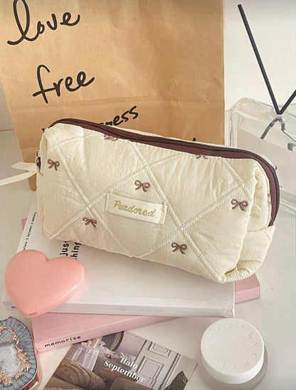 Coffee Bowknot Cosmetic Bag