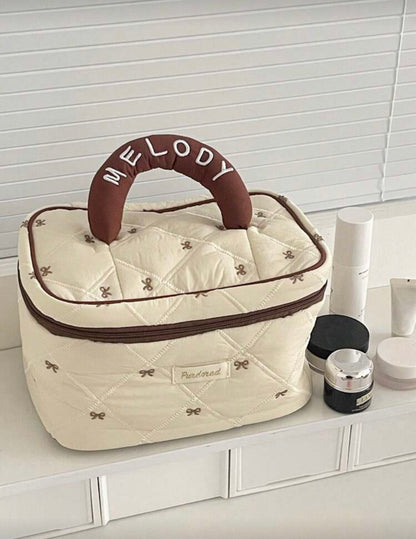 Coffee Bowknot Cosmetic Bag
