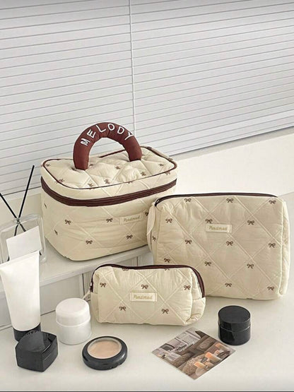 Coffee Bowknot Cosmetic Bag