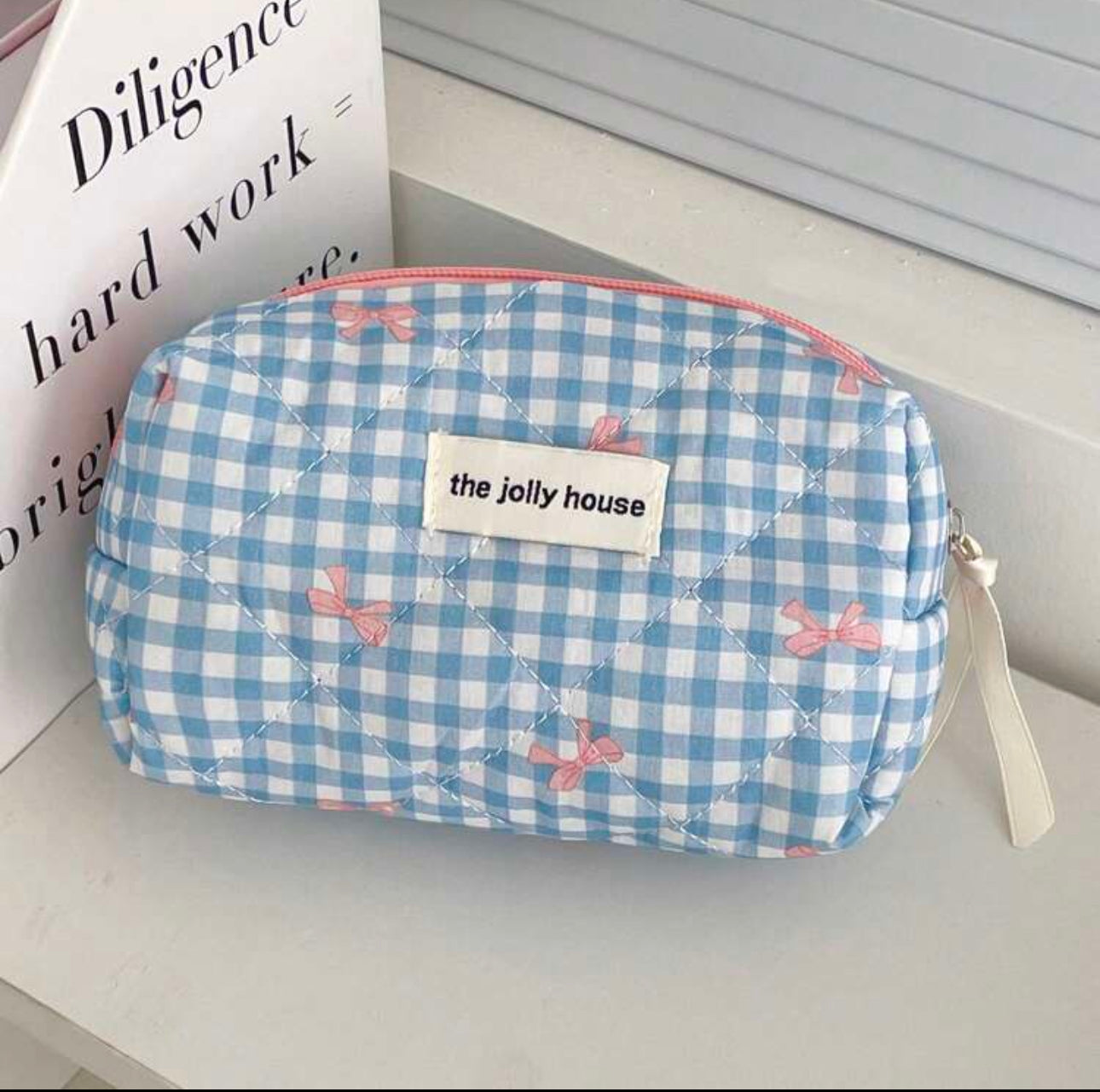 Plaid Bowknot Makeup Bag