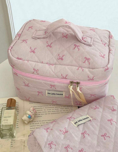 Set Flower And Bowknit Print